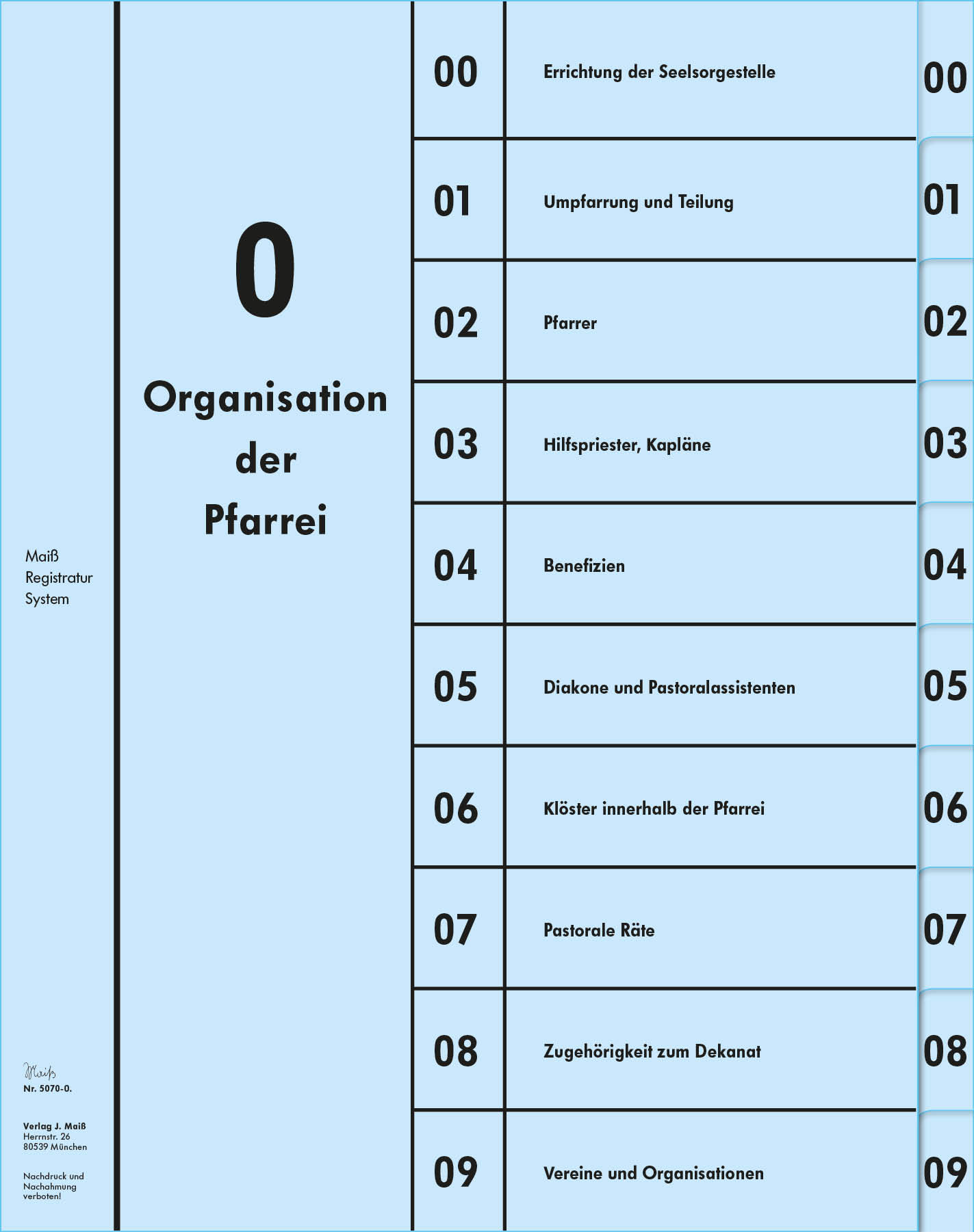 Register Gruppe 0 (00-09) Organisation der Pfarrei