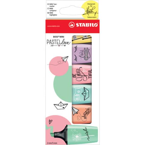 Textmarker - STABILO® BOSS® MINI Pastellove - 6er Pack - 6 Pastell-Farben