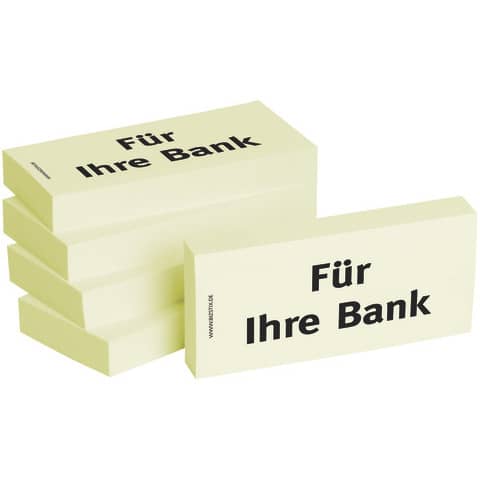 Haftnotizen "Für Ihre Bank" - 75 x 35 mm, 5x 100 B latt