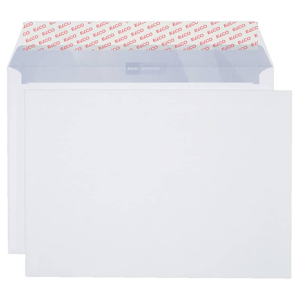10x Briefumschläge C4 (229x324mm), Öffnung lange Seite,ohne Fenster, weiß, haftklebend, 120g, ELCO Office Premium
