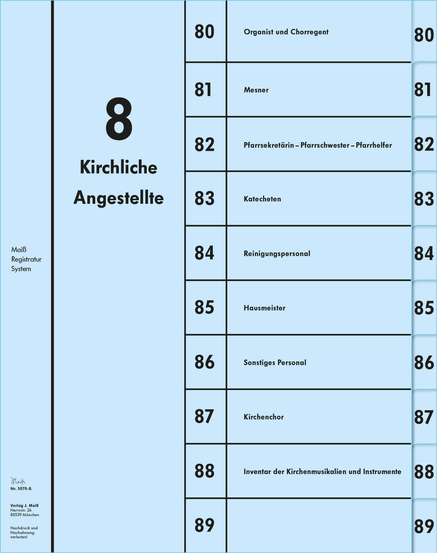Register Gruppe 8 (80-89) Kirchl. Angestellte