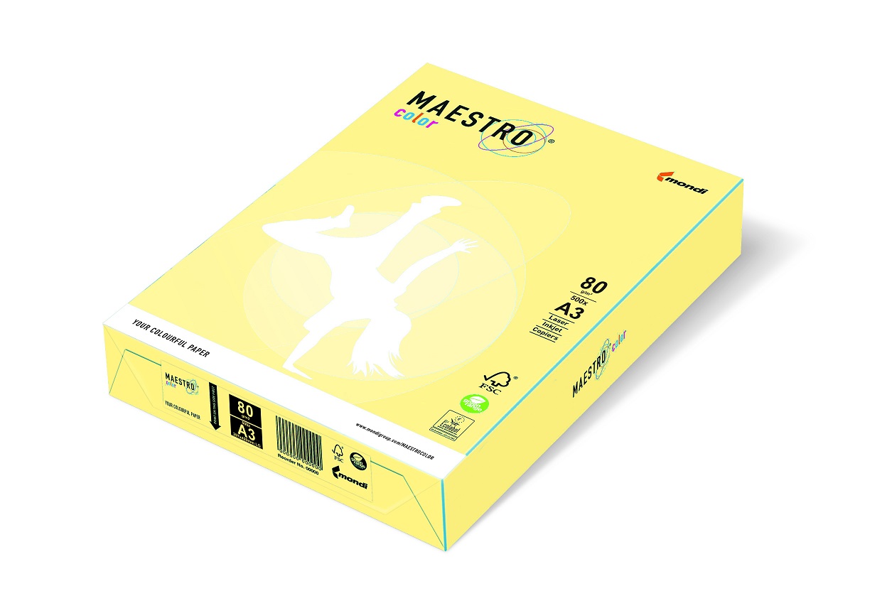 Kopierpapier A3, 80g, gelb YE23 Maestro Color f. Laser, Inkjet u. Kopierer