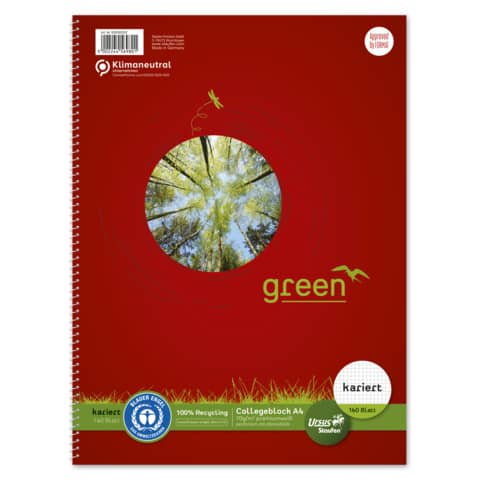 Staufen Green, Collegeblock - A5, 160 Blatt, 70g/qm, 5 mm kariert