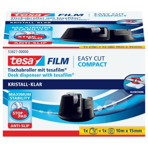 Tischabroller Easy Cut® Compact - für Rollen bis 3 3m : 19mm, schwarz