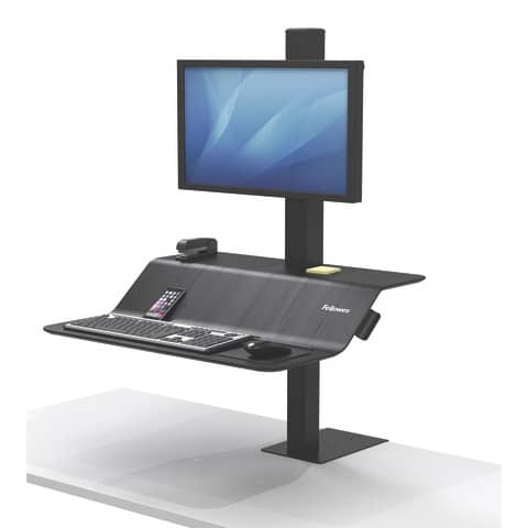 Sitz-Steh Workstation Lotus™ VE -  für 1 Monitor, höhenverstellbar, Stahl, schwarz