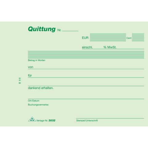 Quittung  - A6 quer, MP, SD, 2 x 40 Blatt