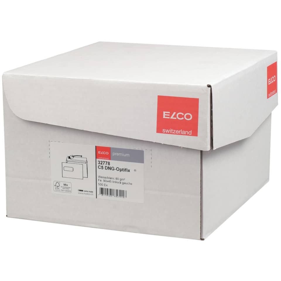 Briefumschlag Office Box mit Deckel - C5, weiß, haftklebend, mit Fenster, 80 g/qm, 500 Stück