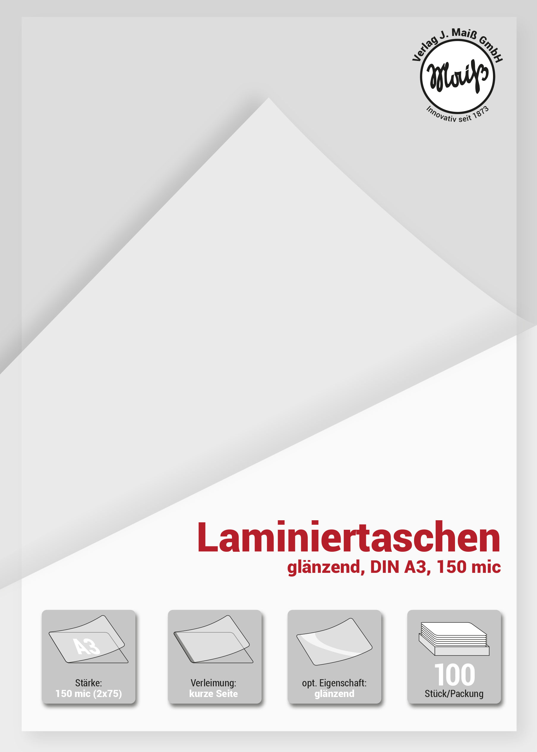 Bild 2 100x Laminierfolien DIN A3, 150 mic (2x75), glänzend, Laminiertaschen