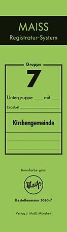 Registraturschild Gruppe 7 "Kirchengemeinde", grün