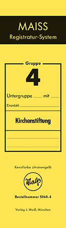Registraturschild Gruppe 4 "Kirchenstiftung", gelb