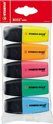 STABILO BOSS MINI Textmarker 07/5-11 VE5 gelb, blau, grün, orange, pink