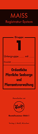 Registraturschild Gruppe 1 "Ordentl.Pfarrl.Seelsorge", rot