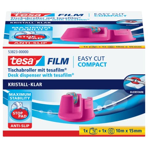 Tischabroller Easy Cut® Compact - für Rollen bis 3 3 m : 19 mm, pink