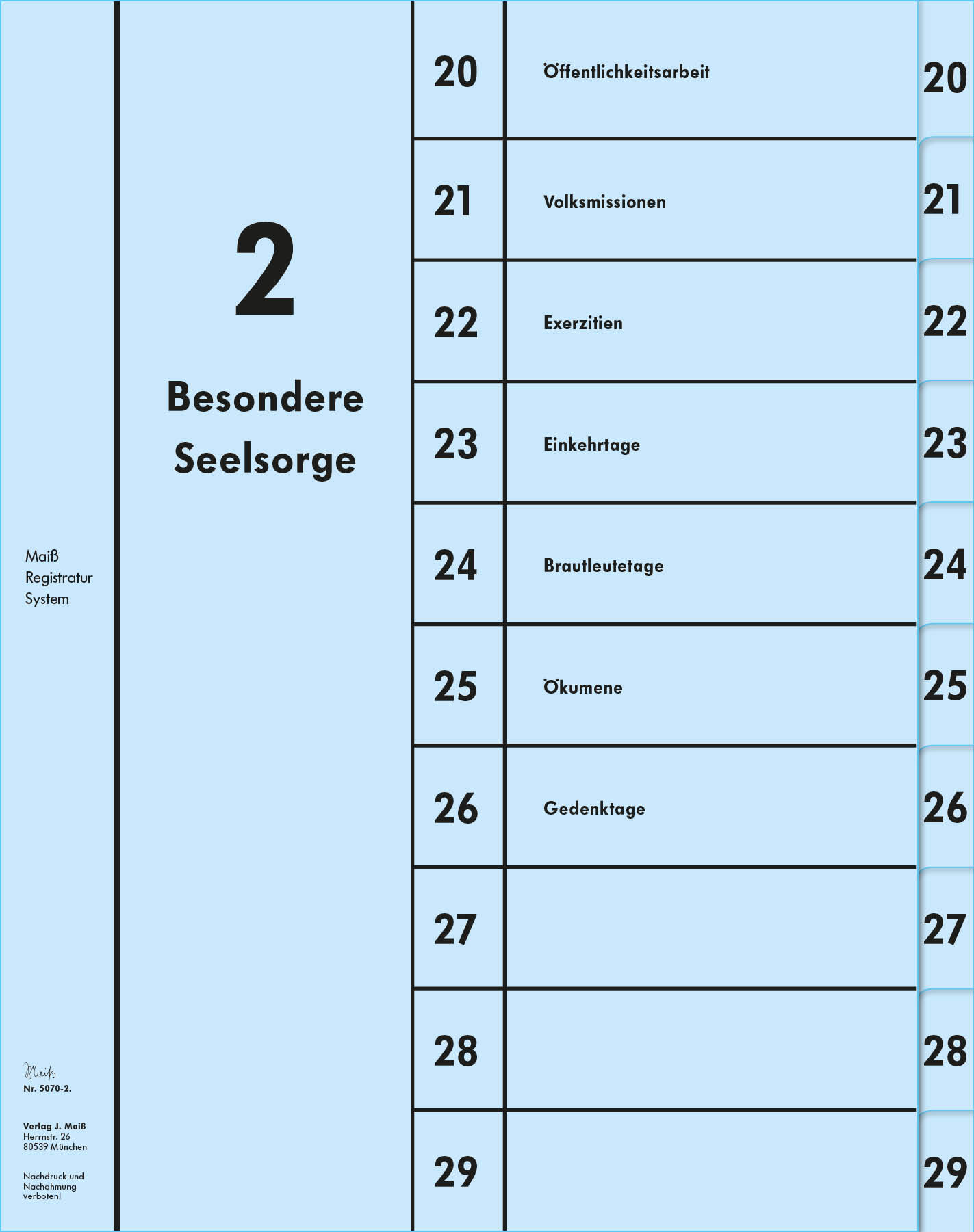Register Gruppe 2 (20-29) Besondere Seelsorge