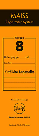 Registraturschild Gruppe 8 "Kirchl. Angestellte", orange